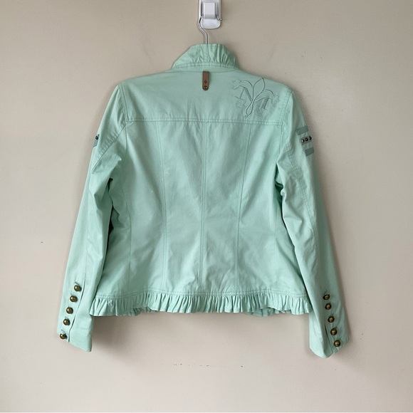 Mackage Ruffled Trim Military Style Utility Jacket in Mint Green Size M - Picture 5 of 14